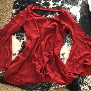 Burnt Orange Bell Sleeve Dress